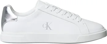 Calvin Klein Brooke Leather Silver Tab Trainers bright white/silver