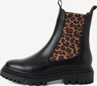 Tamaris leather Chelsea Boot black/leopard