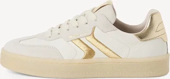 Tamaris leathersneaker Low white/lt.Gold
