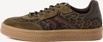 Tamaris leathersneaker Low olive leopard