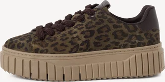 Tamaris leathersneaker olive leopard