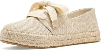 TOMS Carolina Lace-Up Espadrille Beige glimmer slub canvas