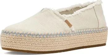 TOMS Valencia white onyx blue textured Denim fray