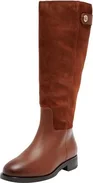 Tommy Hilfiger Stud Leather Long Boot Cognac brown