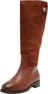 Tommy Hilfiger Stud Leather Long Boot Cognac brown